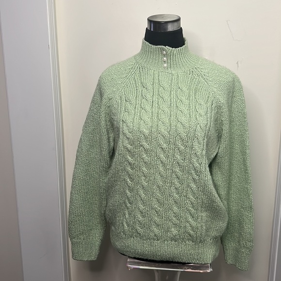 Karen Scott Chic Cable Knit Sage Green Sweater Size Small - Picture 14 of 16